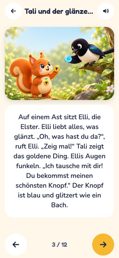 Bilderbuch-Seite mit Tali und Elli der Elster